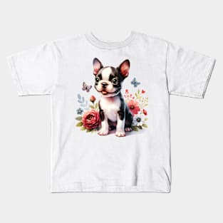 Boston Terrier Puppy Kids T-Shirt